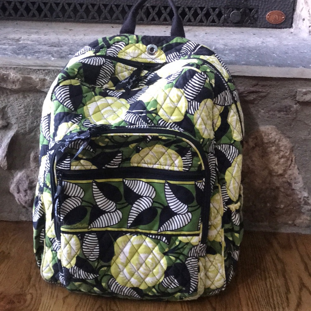 Vera Bradley large campus backpack, green & black